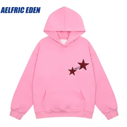 Aelfric Eden Star Print Color Contrast Hoodie Sweatshirt Y2K Men Hiphop Harajuku Streetwear Pullover Vintage Loose Cotton Hooded