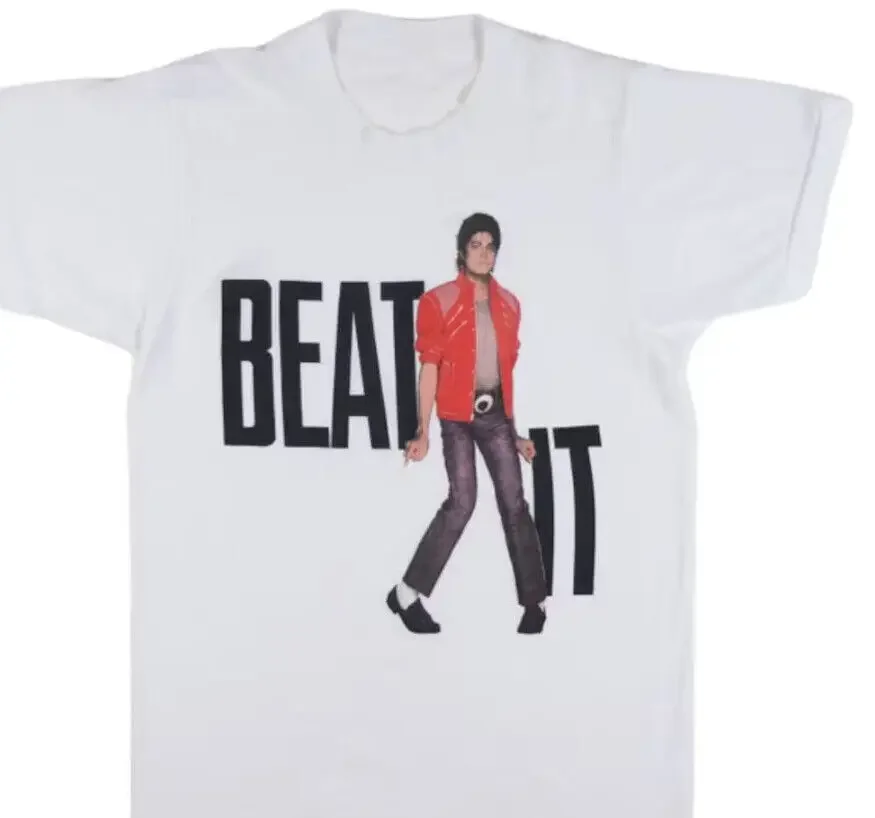 Vintage 1984 Michael Jackson Beat It T-shirt Merch For Fans Printed T-shirt Versatile for Men and Women