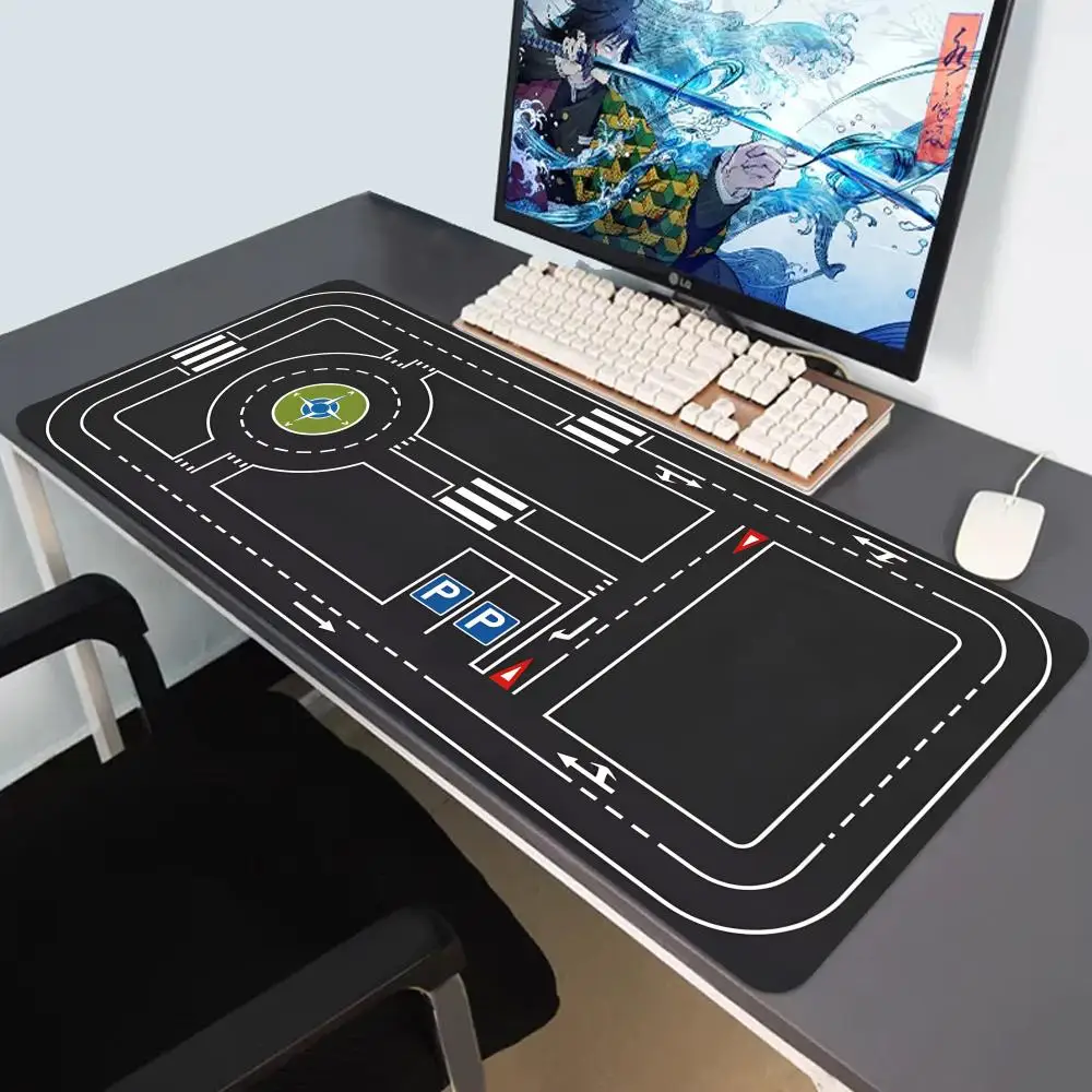 

HYBXAXC Future track game anti-slip mouse pads with parking lots and traffic lights computers, laptops, and oversized desk pads