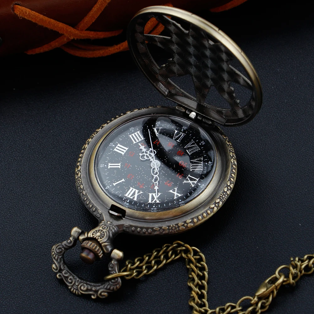 Ruby Magic Seven Star Chain Quartz Pocket Watch Retro Men's and Women's Pendant Necklace Accessories Clock Best Souvenir