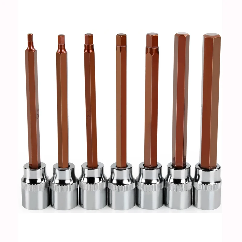 

7PCS/Set 110mm Length 3/8 Square Drive Socket Adapter Hex Head Screwdriver Bit Wrench Hand Tools Hexagon H3 H4 H5 H6 H7 H8 H10