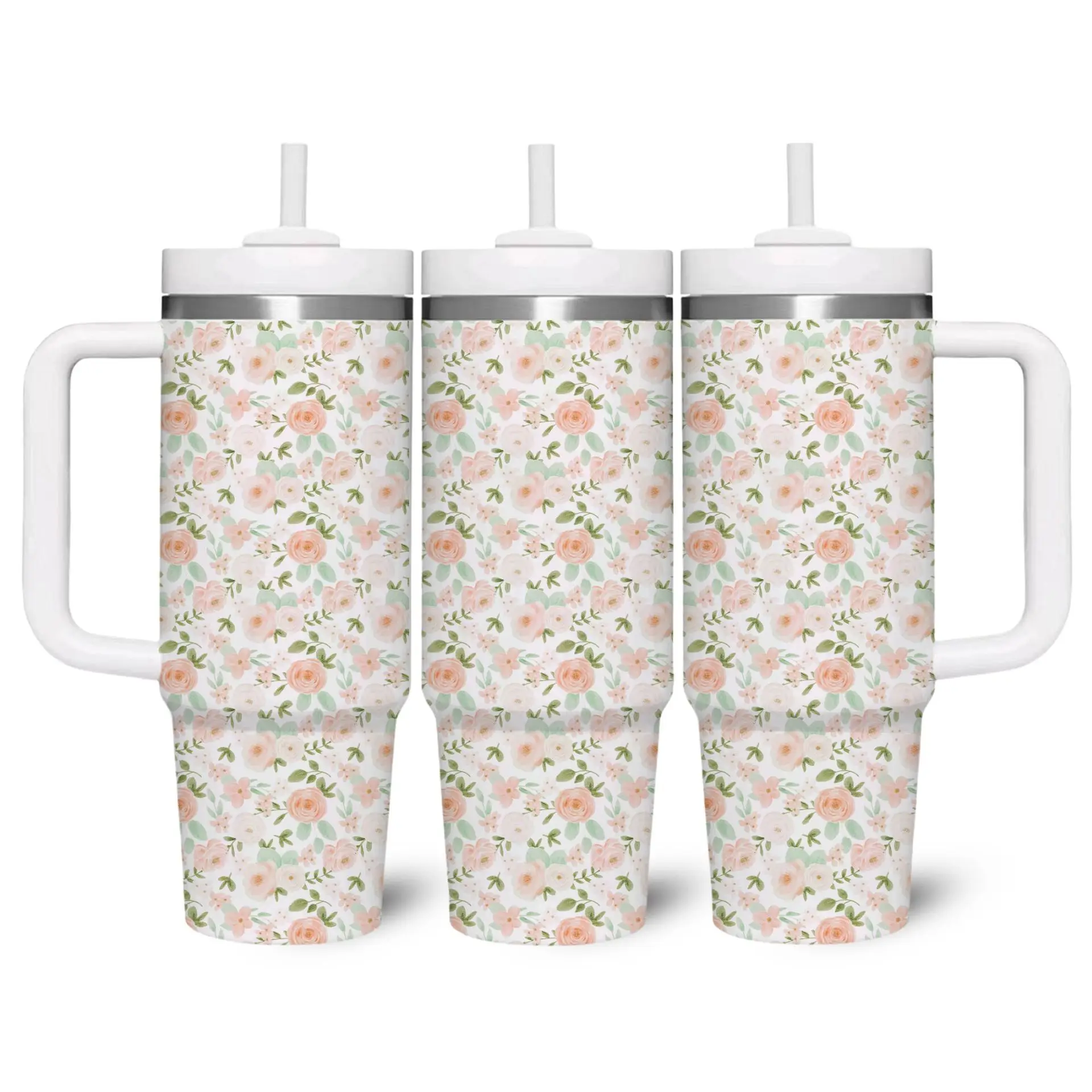 2025 الجيل الثاني الجديد 40oz كوب ماء من القش عالي القيمة كوب ثلج على شكل زهرة 304 كوب معزول من الفولاذ المقاوم للصدأ. هدية عظيمة