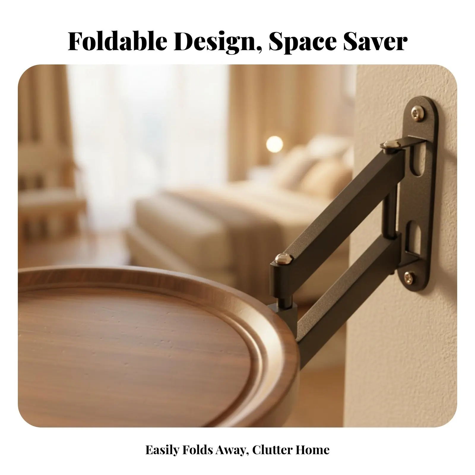

Foldable Wall Mounted Table Fully Adjustable Wall Mounted Folding Table Bedside Wall-Mounted Nightstand Sturdy Duty