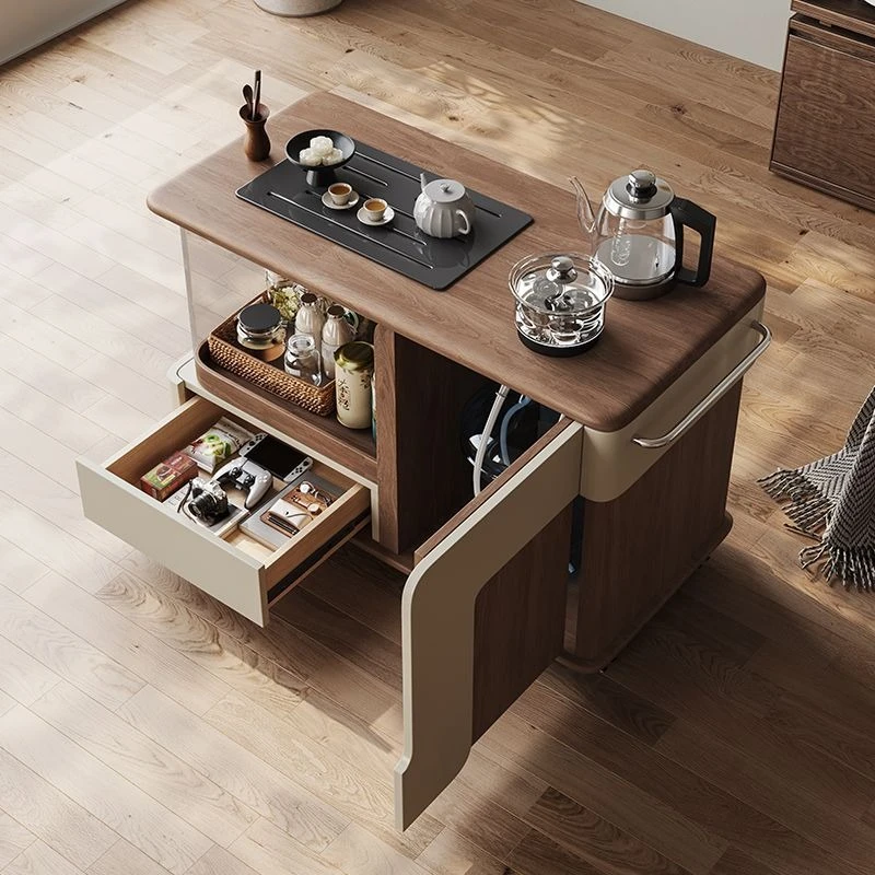 Side Table, Living Room, Light Luxury, High-end Movable Solid Wood, Second-hand Cart, Tea Cabinet, Table, Tea