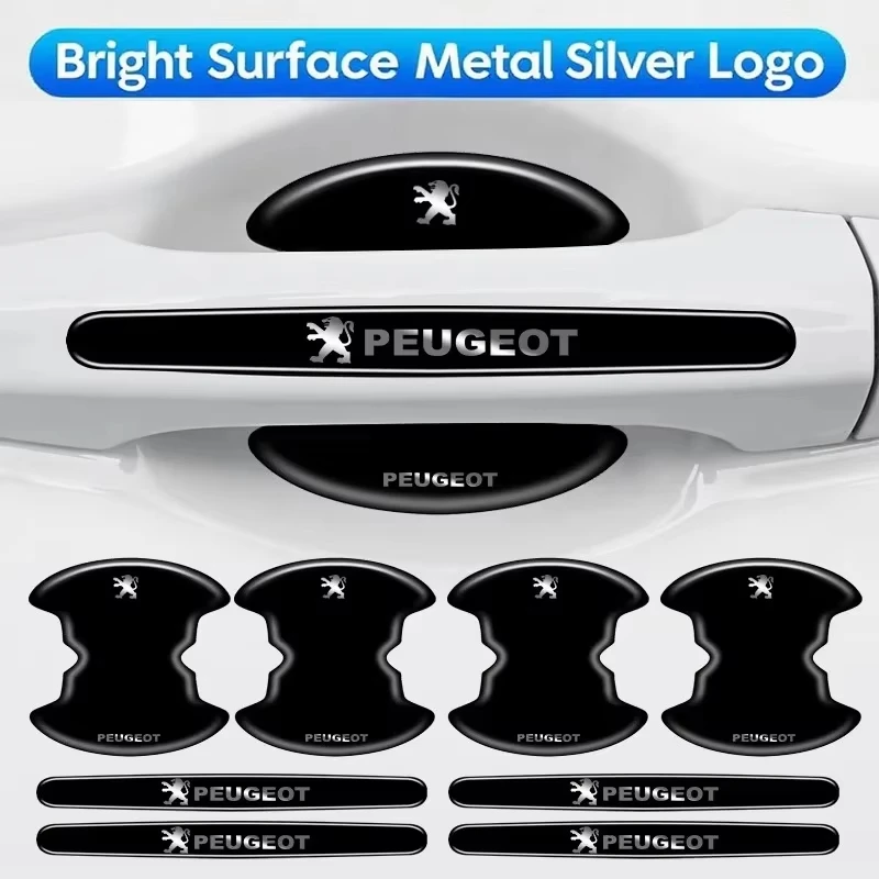 Car Door Handle Bowl Protective Stickers Car Handle Anti-collision Strip For Peugeot 206 307 308 3008 207 208 408 508 2008 5008