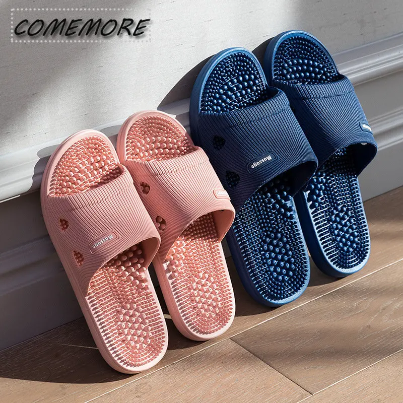 Comfort 2023 New Women Foot Massage Slippers Indoor Soft Slides Men Slipper Non-slip House Bathroom Health Care Shoes Couples