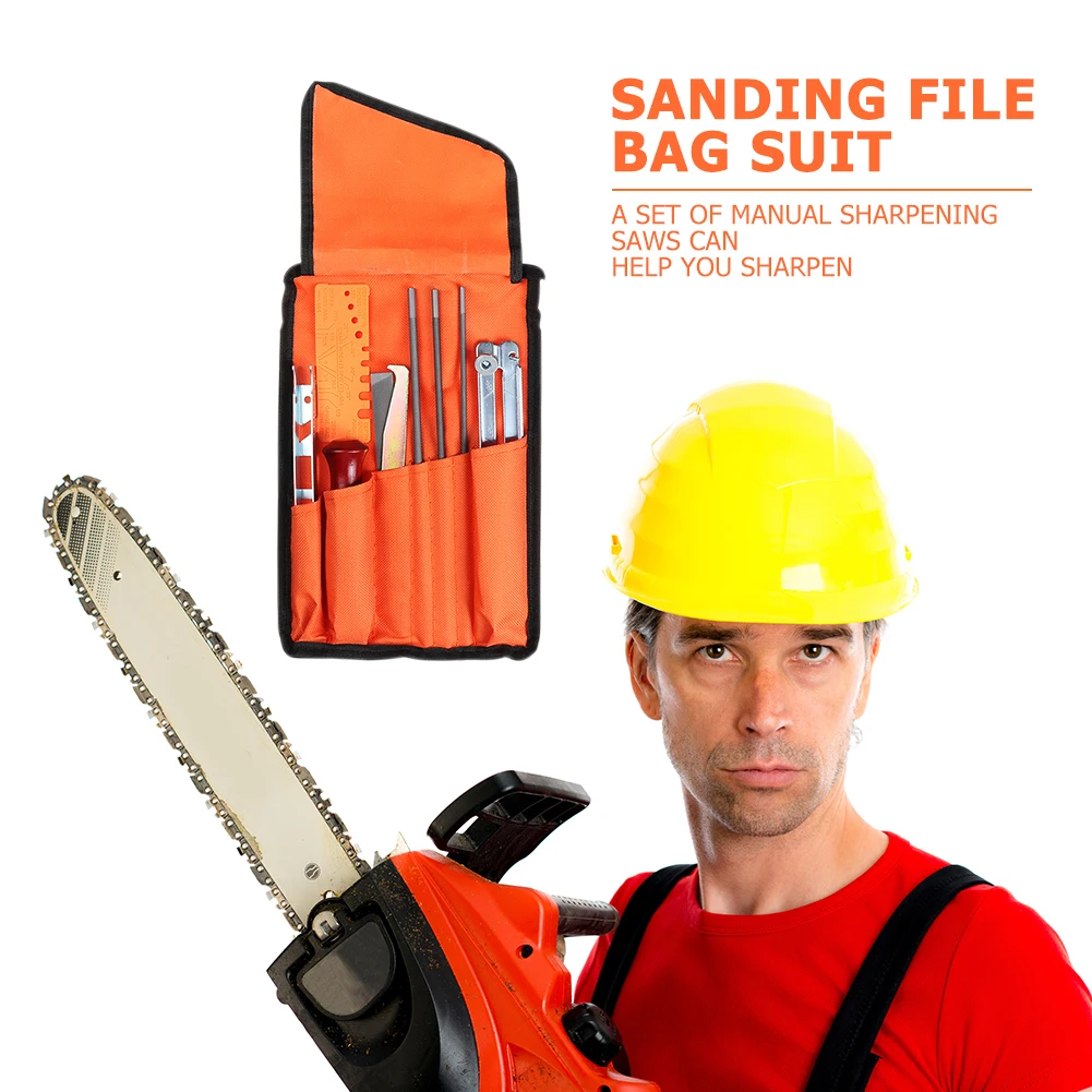 

10pcs Professional Chainsaw Chain Grinding Kit Hardwood Handle + Round / Flat File Guide Bar File Sharpener Tools