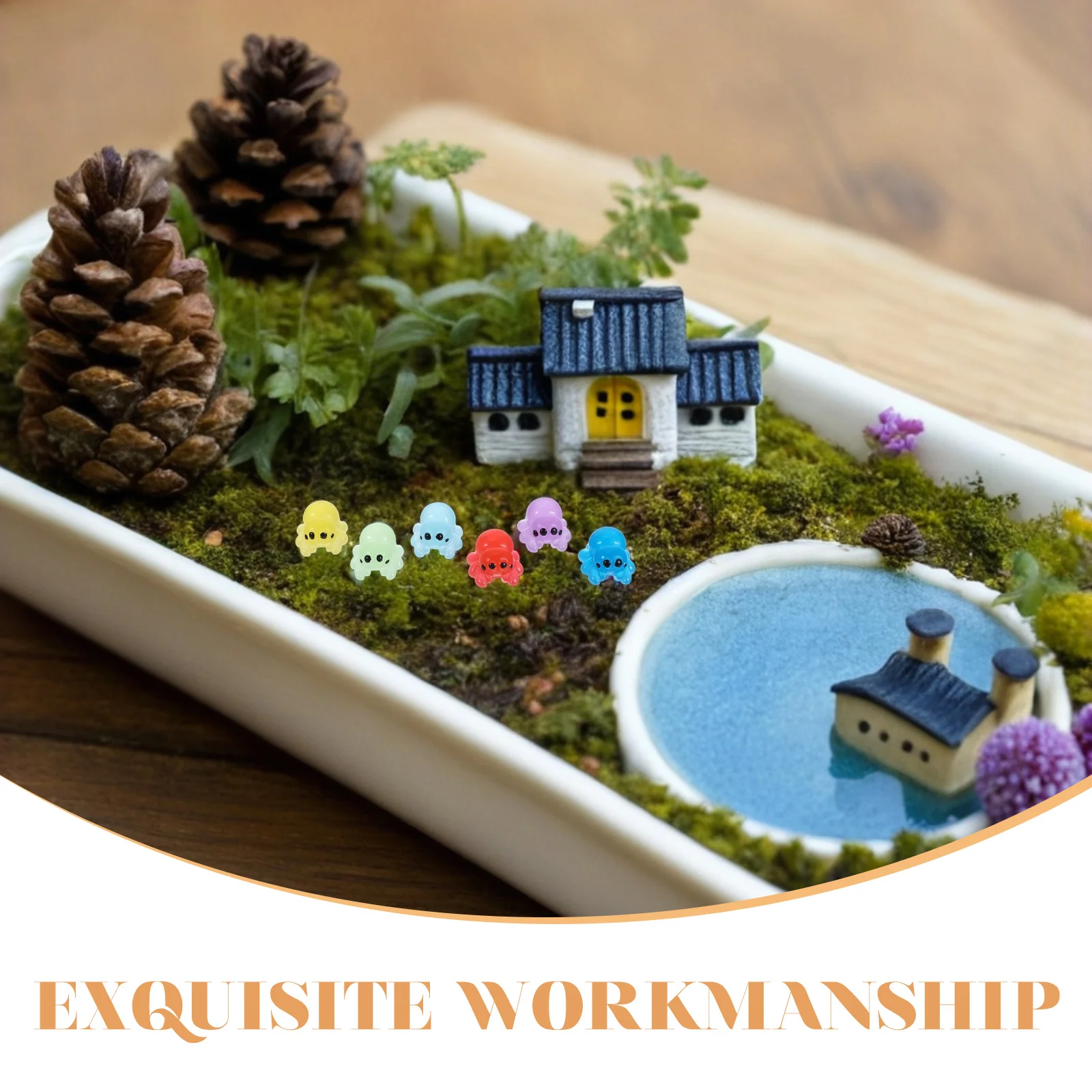 12 قطعة المشهد الصغير يتوهج في الظلام العناكب تماثيل راتينج صغيرة هالوين حديقة مكتب الديكور DIY بها بنفسك العناكب للحرف اليدوية #2