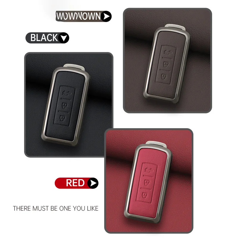 Leather Car Remote Key Case for Mitsubishi ASX LANCER Pajero Sport Outlander Eclipse Cross Keychain Full Cover Shell Accessories