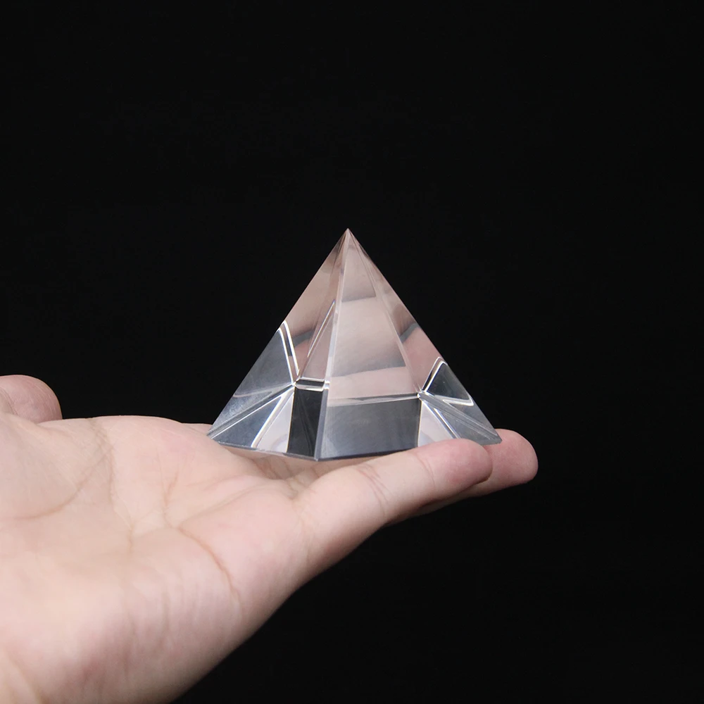 Crystal Pyramid Transparent Polyhedron Rainbow Glass Decoration Magic Desktop Home Ornaments pyramids home decor