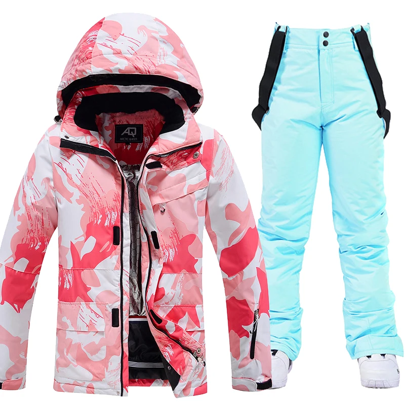 2022 Women Ski Suit Overalls Outdoor Snowboard Jacket Thickened Warm Skiing Set Windproof Waterproof Snow Pants Winter Clothing