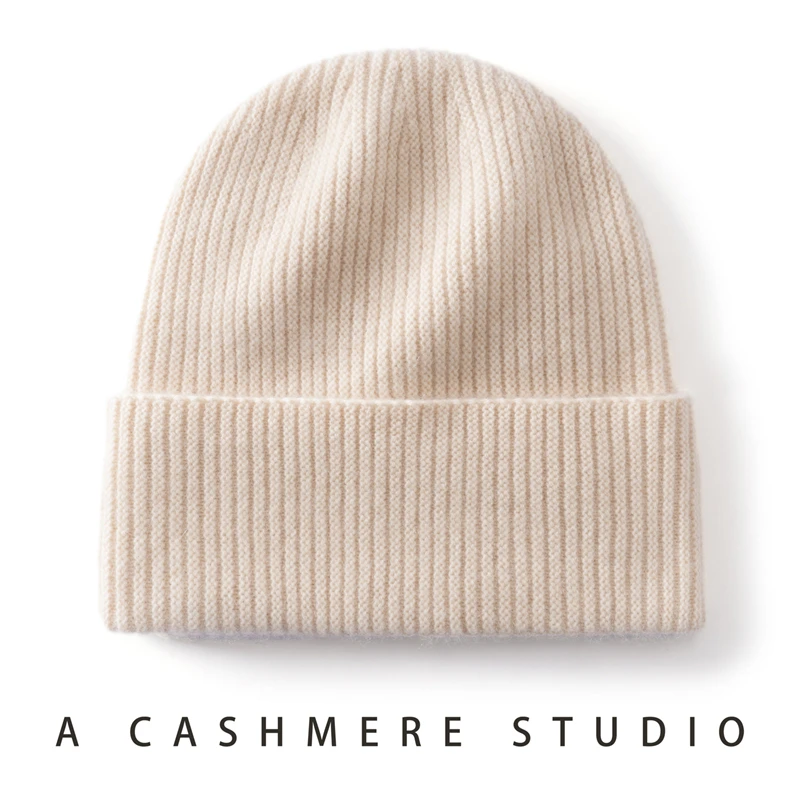 Choice Unisex Knitted Hat For 100% Quality Cashmere Women and Men Outdoor Warm Soft Winter Beanie Hat Casual Solid Ribbed Caps