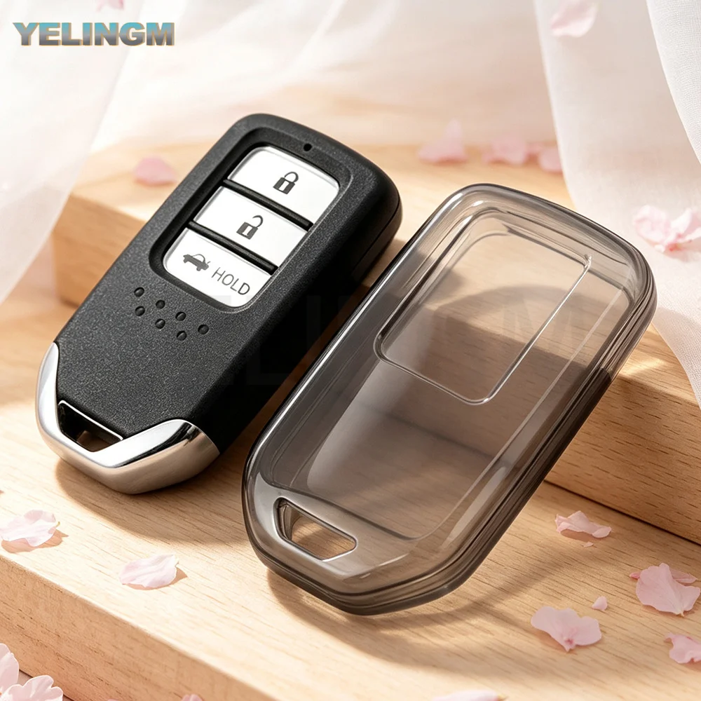 Transparenter Schlüsselschutz für Honda Vezel City Civic Jazz BRV BR-V HRV Pilot Odyssey TPU Auto Smart Fernbedienung Schlüsselanhänger Hülle