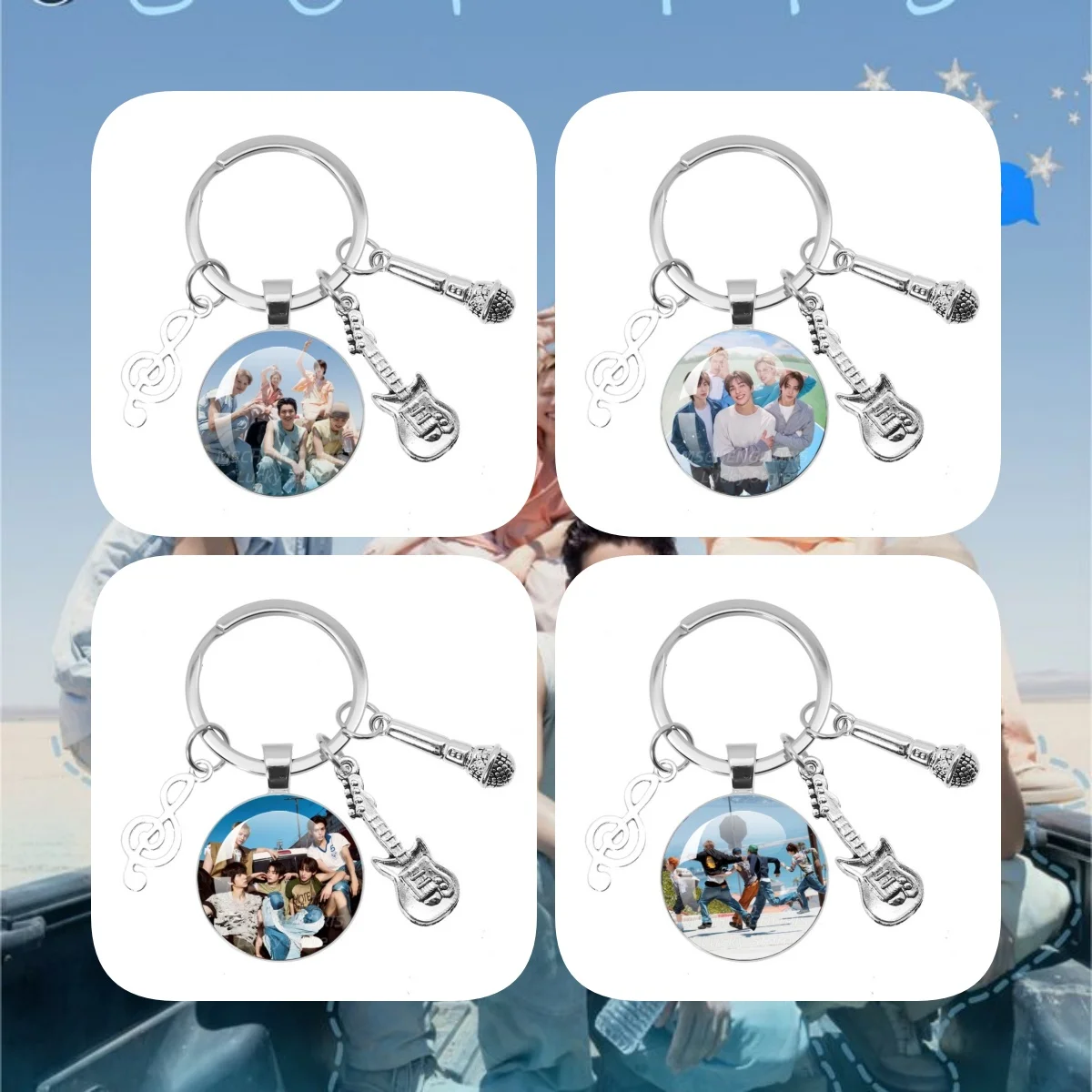 Keychain C-Cor-tis-S JAMES JUHOON MARTIN SEONGHYEON KEONHO Glass Pendant Musician Keychain Jewelry Fans Collect Charm Gift MS009