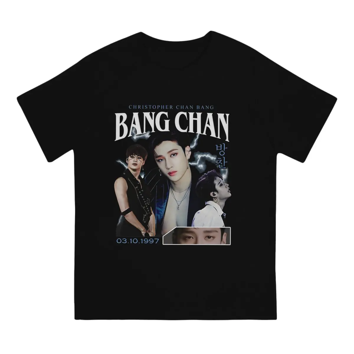 Vintage 90 T-Shirt for Men Bang Chan Novelty Pure Cotton Tee Shirt Crewneck Short Sleeve T Shirt Birthday Gift Clothing