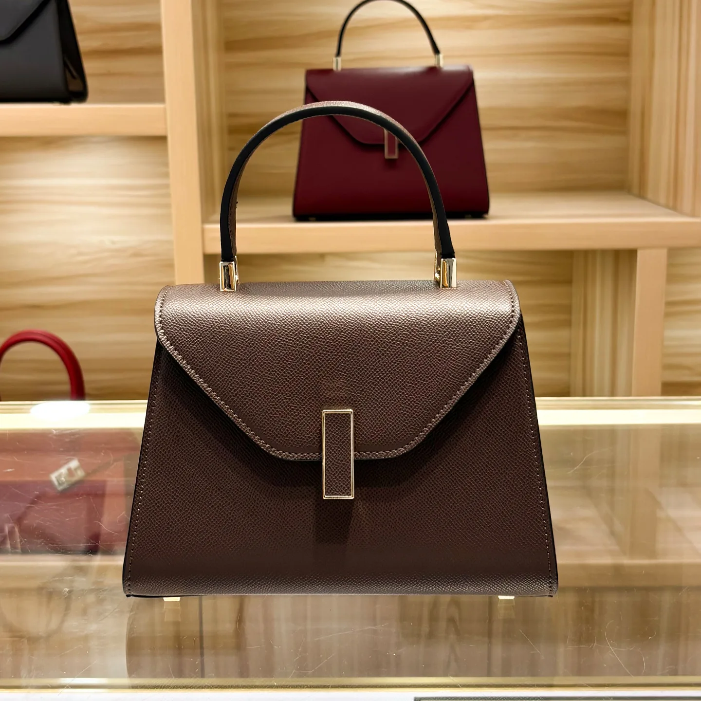 

Retro Satchel Diaper Bag Women Square Handbag Textured Leather Crossbody Shoulder Purse Designer Original