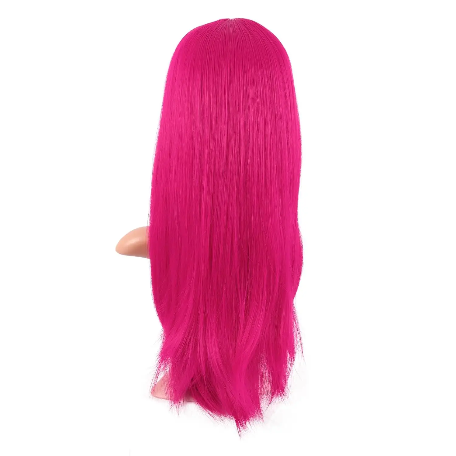 26 Inch Long Straight Flat Bangs Party Cosplay Wig Hot Pink Synthetic Heat Resistant  Hair Wig For Women - view 4