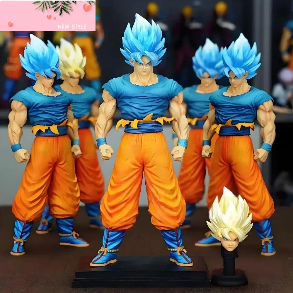 

32cm/12.6in Anime Dragon Ball Z Character Super Saiyan Goku Double Head PVC Action Figure Figurine Model Collection Decoration