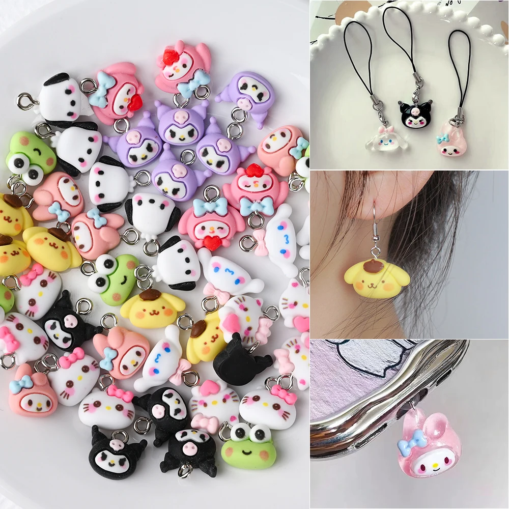 3D 35/50 Uds Kawaii Sanrioed Kuromi Hello Kitty colgante dijes para pendientes pulseras collar fabricación de joyería DIY llavero Accesorios