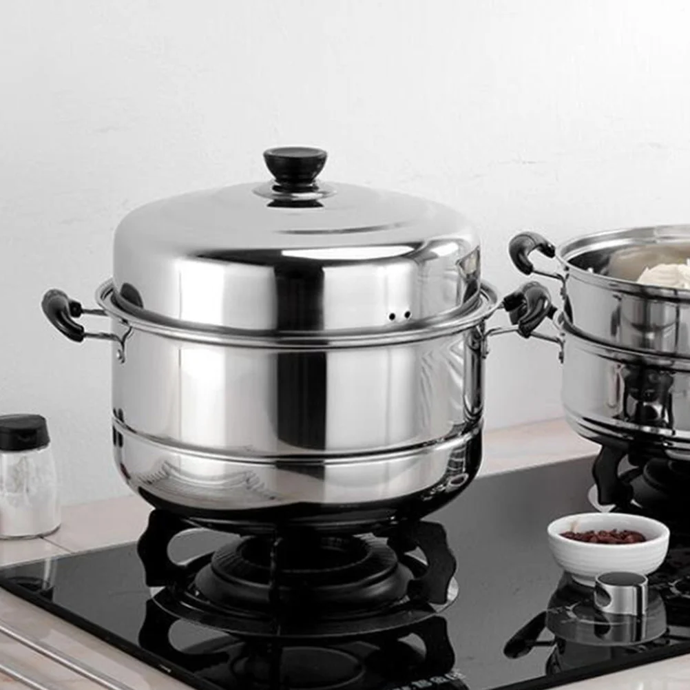 

Stainless Steel Steamer Soup Steaming Pot Large Stock Food Double-layered Stockpot Cookware Can