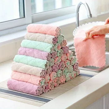 10 pièces de torchons en microfibre Serviettes multi-usages pour vaisselle pour la vaisselle Chiffons de nettoyage double face Accessoires de cuisine 12 meilleurs marchés de ventes - No 8