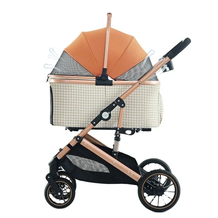 Folding Stroller For Dogs And Cats Pet Transport Trolley Four Rounds Pet Travel Stroller - Foldable With One Hand