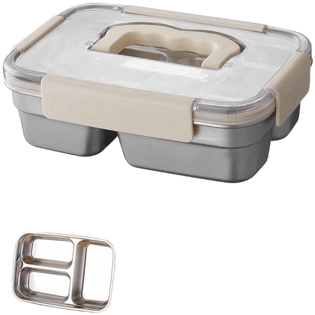 

304 Stainless Steel Lunch Box Food Container Microwave Safe Triple Compartment Prevents Flavor Mixing Compact Storage