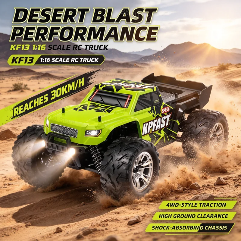 New KF13 1:16 4WD Remote Control Monster Truck 30KM/H Brush Motor RC Car 2.4G Offroad Racing Vehicle Toy Gift for Teen and Adult