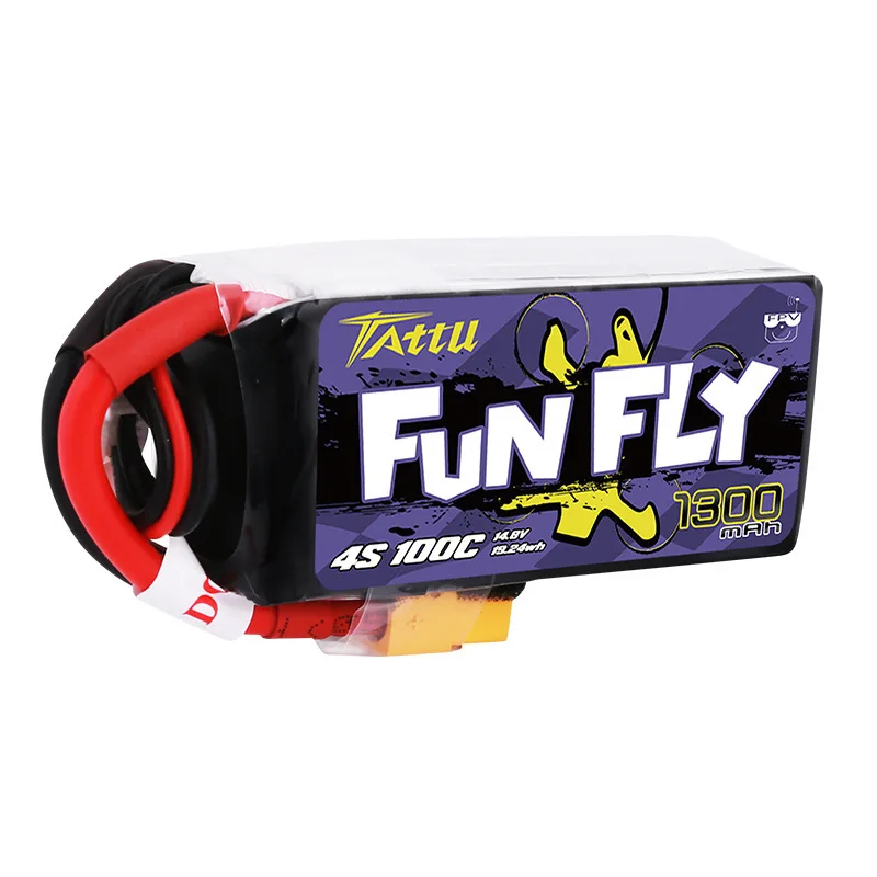 TATTU FUNFLY 4S 14.8V Lipo Battery 1300mAh 100C For RC FPV Airplane Quadcopter Helicopter Drone Parts 4S Rechargeable Battery