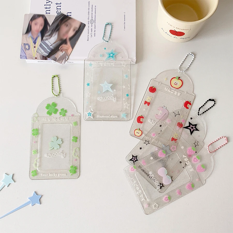 Kpop Photocard Holder Keychain Y2K PhotoCard Holder Kpop Charm Holders Kawaii Photo Card Keychain