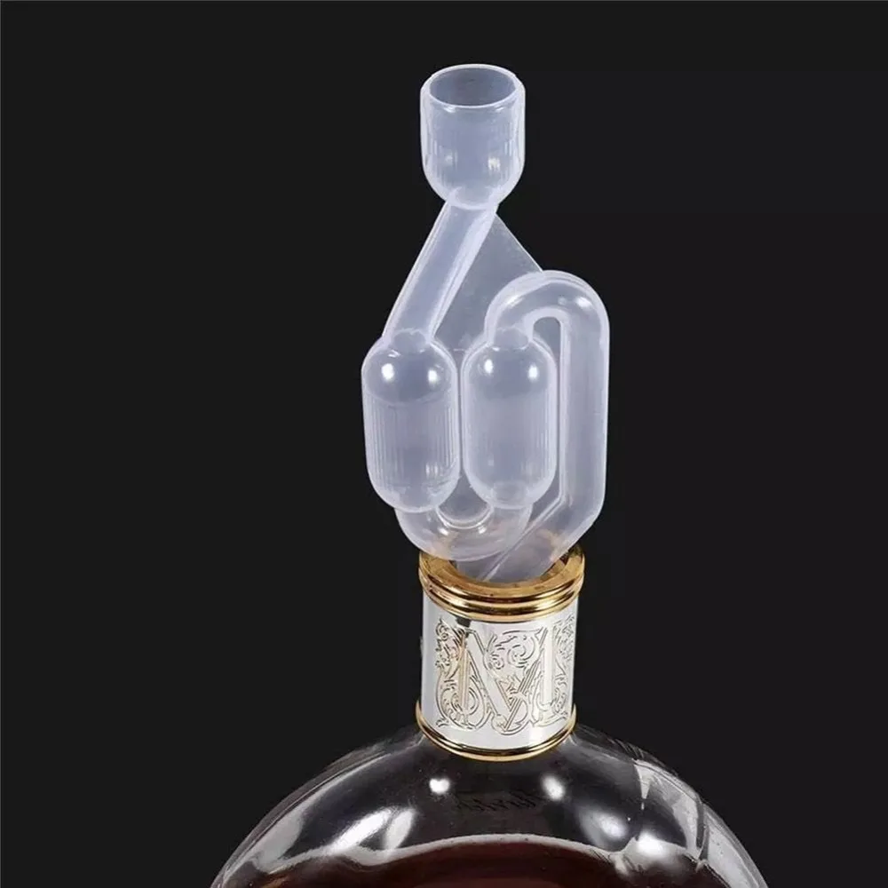 Plastic Twin Bubble Airlocks Transparent One-Way Exhaust S-shaped Wine Bubbler Airlock Seal Valve Twin Bubble Grommet