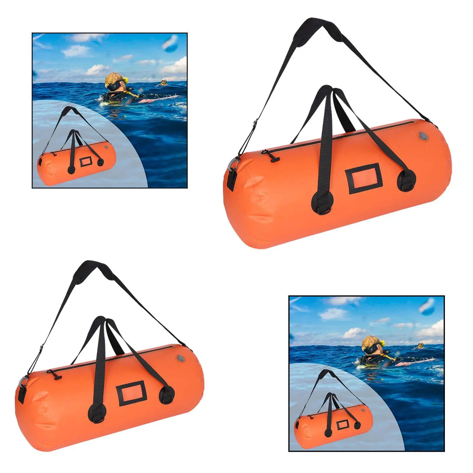 حقيبة ظهر من القماش الخشن برتقالية سميكة وحزام كتف قابل للتعديل متعددة الوظائف للسباحة والتخييم والقوارب والرياضات المائية والتزلج على الجليد