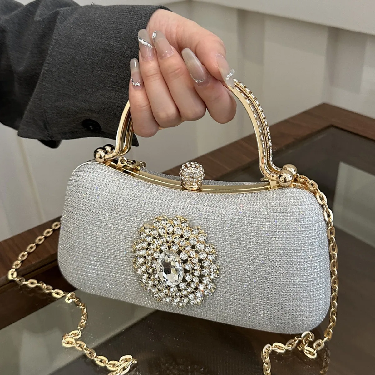 

Женская маленькая сумка для ужина с бриллиантами 2025 года — свадьба знаменитостей и Cheongsam, женский клатч через плечо через плечо