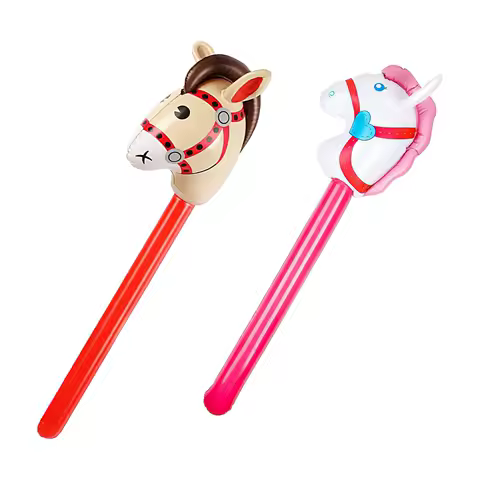 Colorful Blowing Up Horse Stick Funny Animal Balloon Party Favor for Cowboy Cowgirl Costume Event