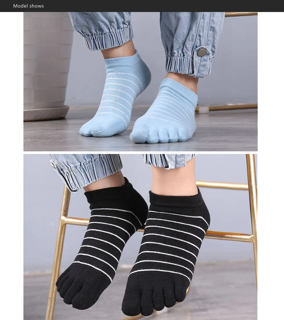 Fünf-Finger-Socken für Damen und Mädchen, Baumwolle, gestreift, Liebe, schweißabsorbierend, niedlich, lässig, antibakteriell, atmungsaktiv, Zehen-Söckchen für Studenten – Detail 4