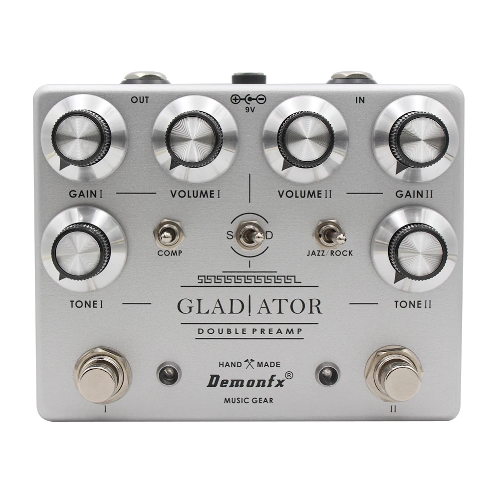 Demonfx GLAdiator Double Preamp Overdrive PEDAL, alta qualidade, novo