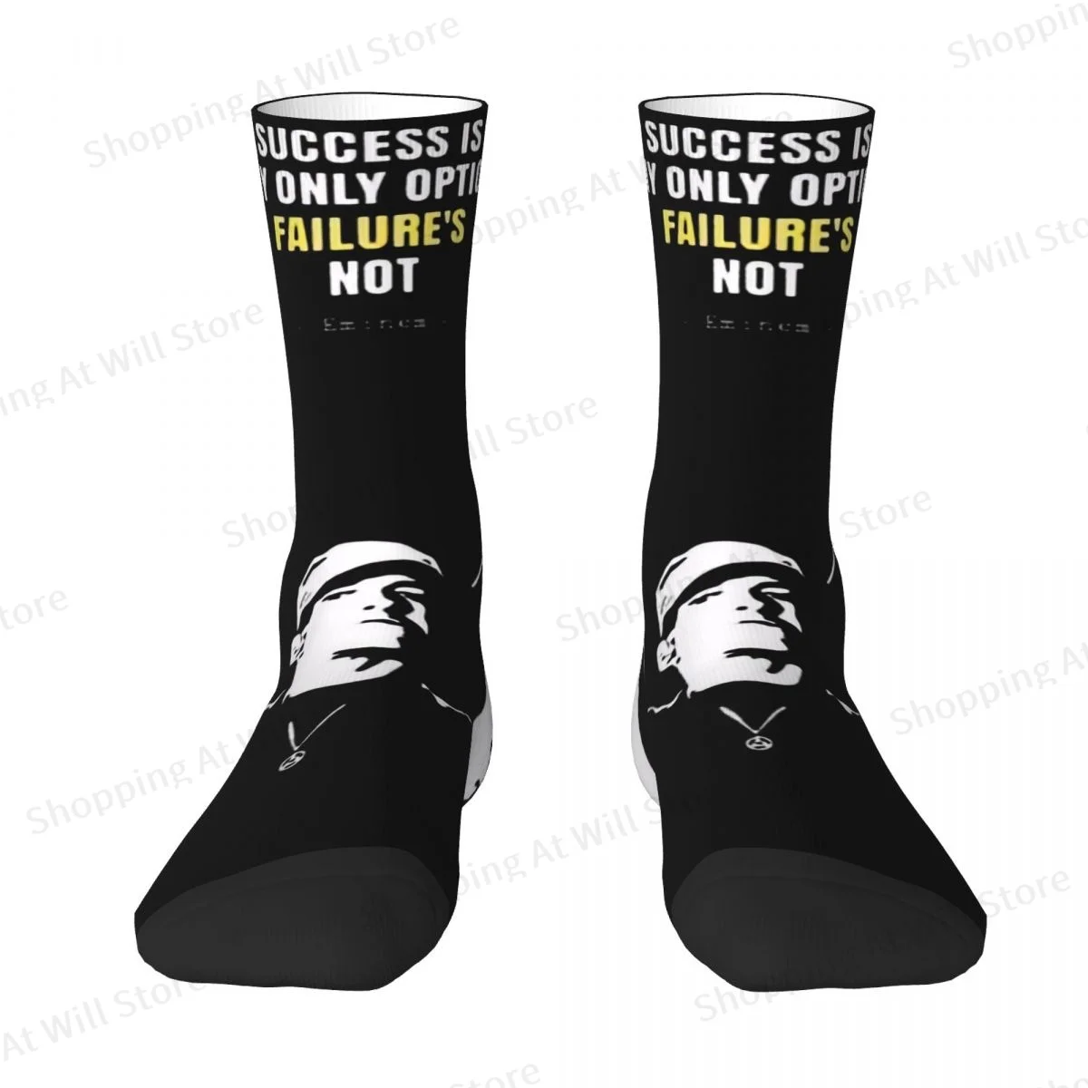 Famous Rapper Eminem Eminem Quotes Men Women Round neck Socks Cycling Novelty Spring Summer Autumn Winter Stockings Gift