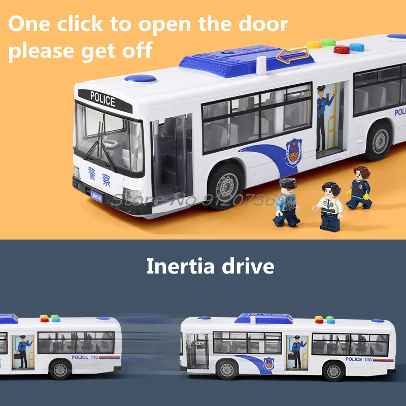 Arricchito Educazione precoce Simulazione Bus Una chiave Porta aperta Inerzia Drive Musica cool Illuminazione Bus bambola di grandi dimensioni Modello giocattolo per bambini