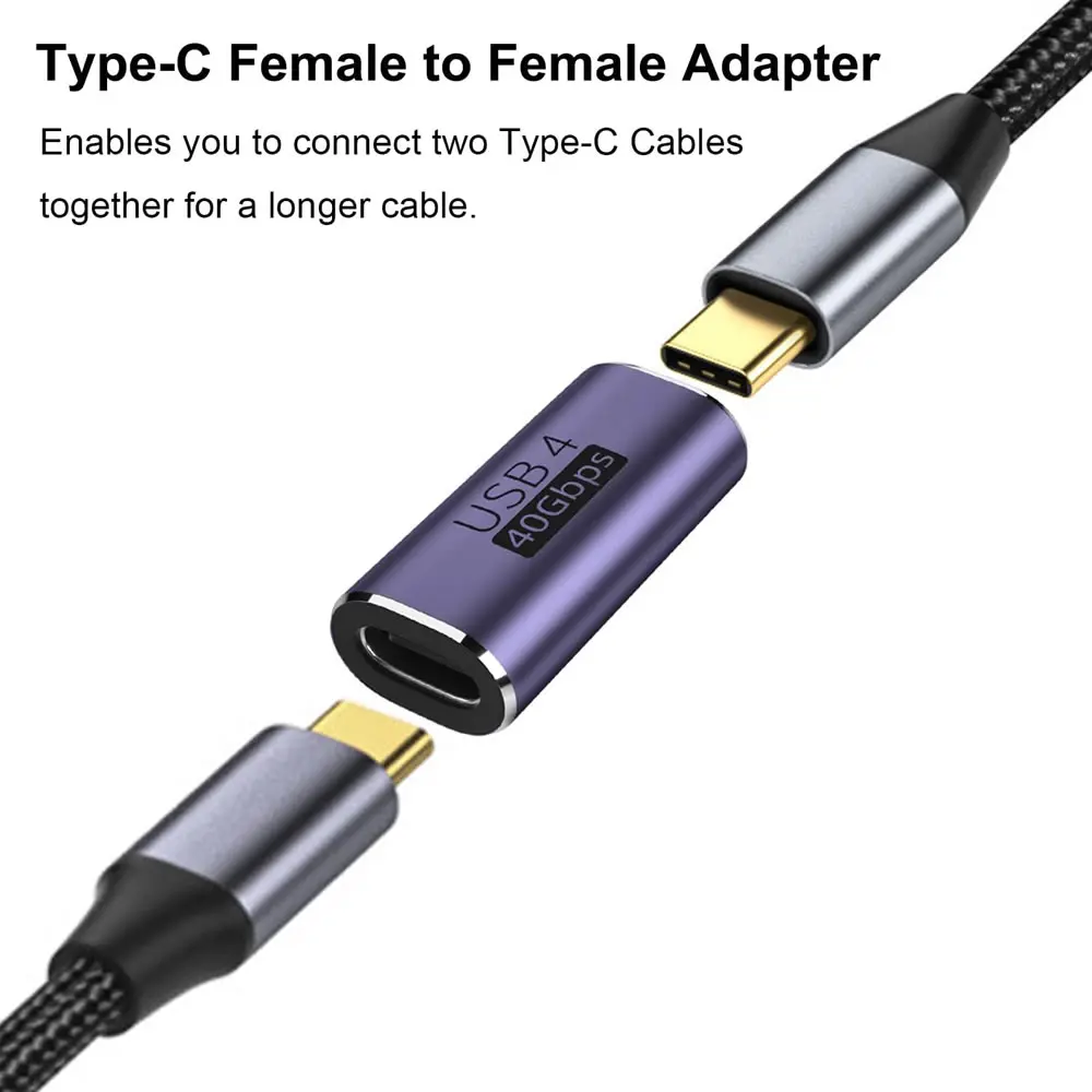 USB C Female to Female Adapter with PD 100W 40Gbps 8K 60hz Video Compatible for Thunderbolt 4/3, MacBook Pro/Air,iPad, USB-C HUB