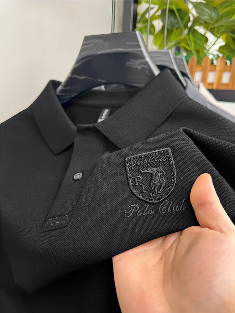Designer's new fashionable short sleeve polo shirt men high-end brand embroidered T-shirt summer ice silk breathable casual top image 4