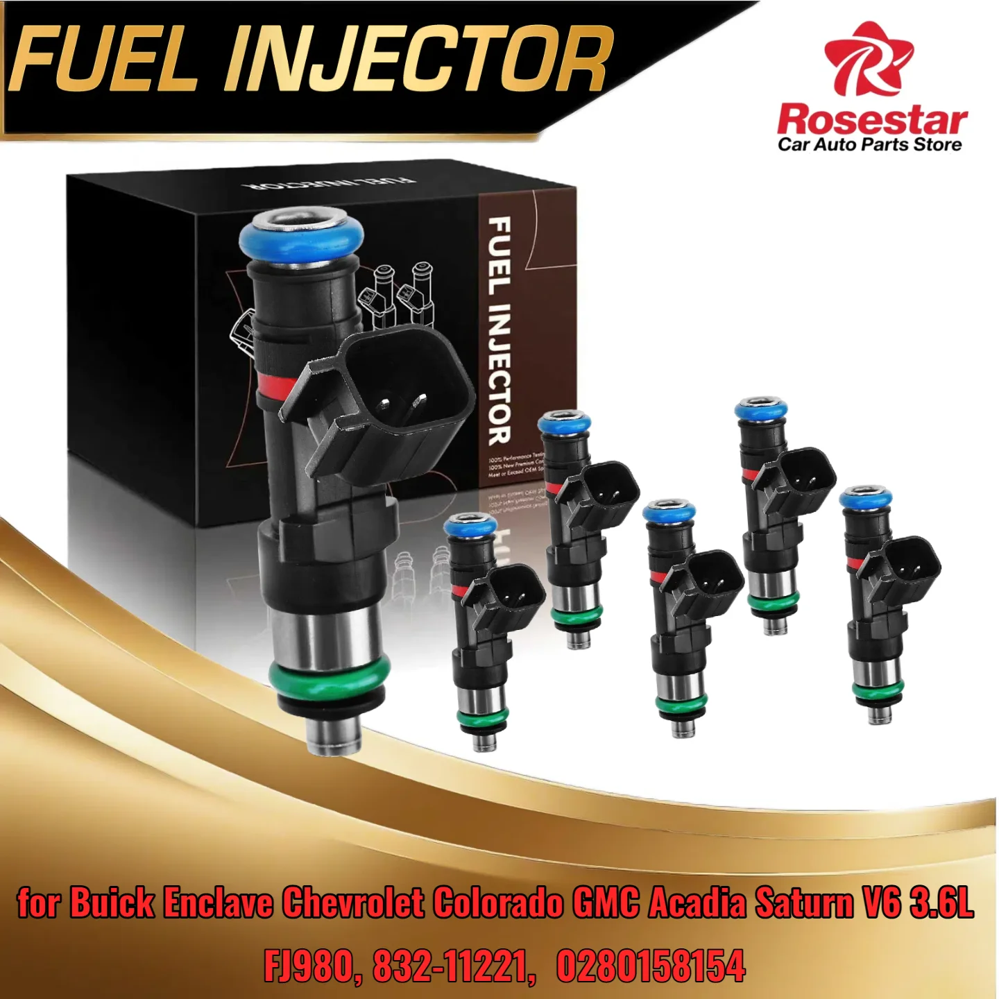 

6PCS Fuel Injector For Saturn Vue For GMC Acadia V6 3 6L 0280158154 0 280 158 154