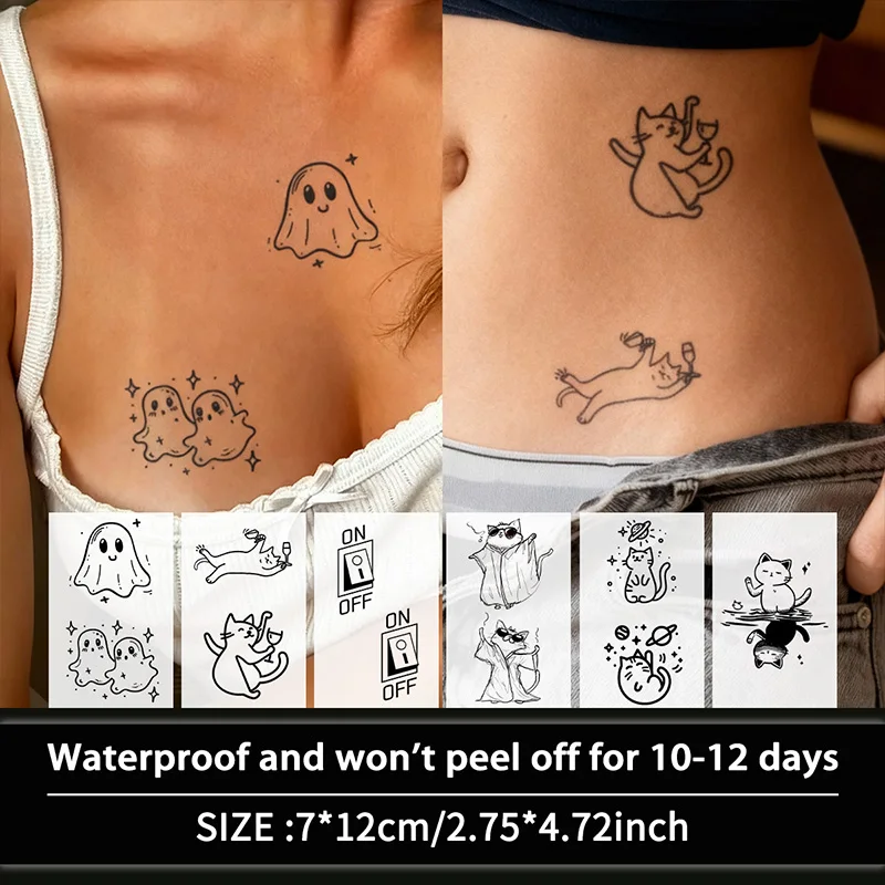 

Водонепроницаемые временные татуировки с маленьким милым узором, долговечные водонепроницаемые наклейки от одного до двух недели, для рук, ног, груди.