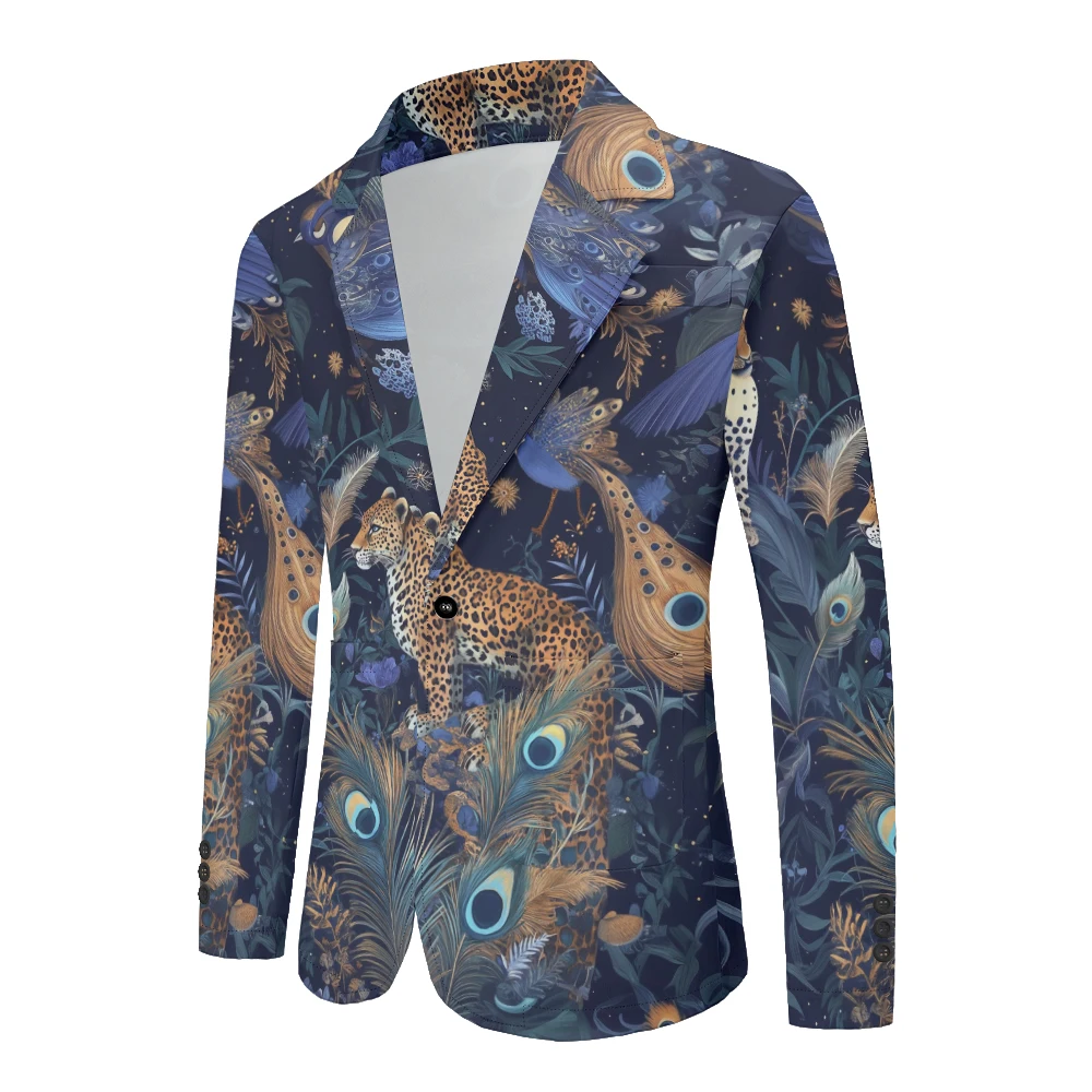 

Мужской пиджак Газель с животным принтом, винтажный пиджак, Ближневосточный стиль дикой природы, модное деловое облегающее пальто на одной пуговице