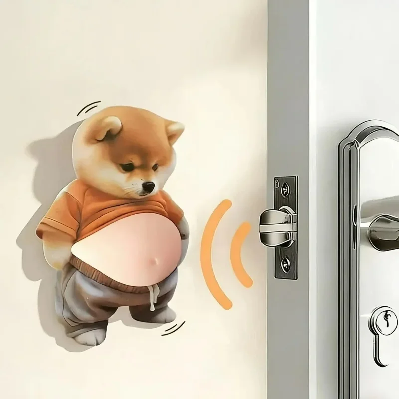

3D Shiba Inu Dog Belly Sticker – Super Soft Silicone Anti-Collision Door Stopper for Phones Shell, Cars & Home Use Decor, Stress Relief Protector for Walls and Doors