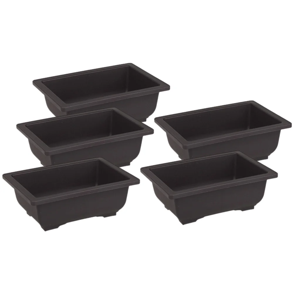 5 Pcs Outdoor Flower Pots Garden Bonsai Holder Recycled Plastic Large Rectangular