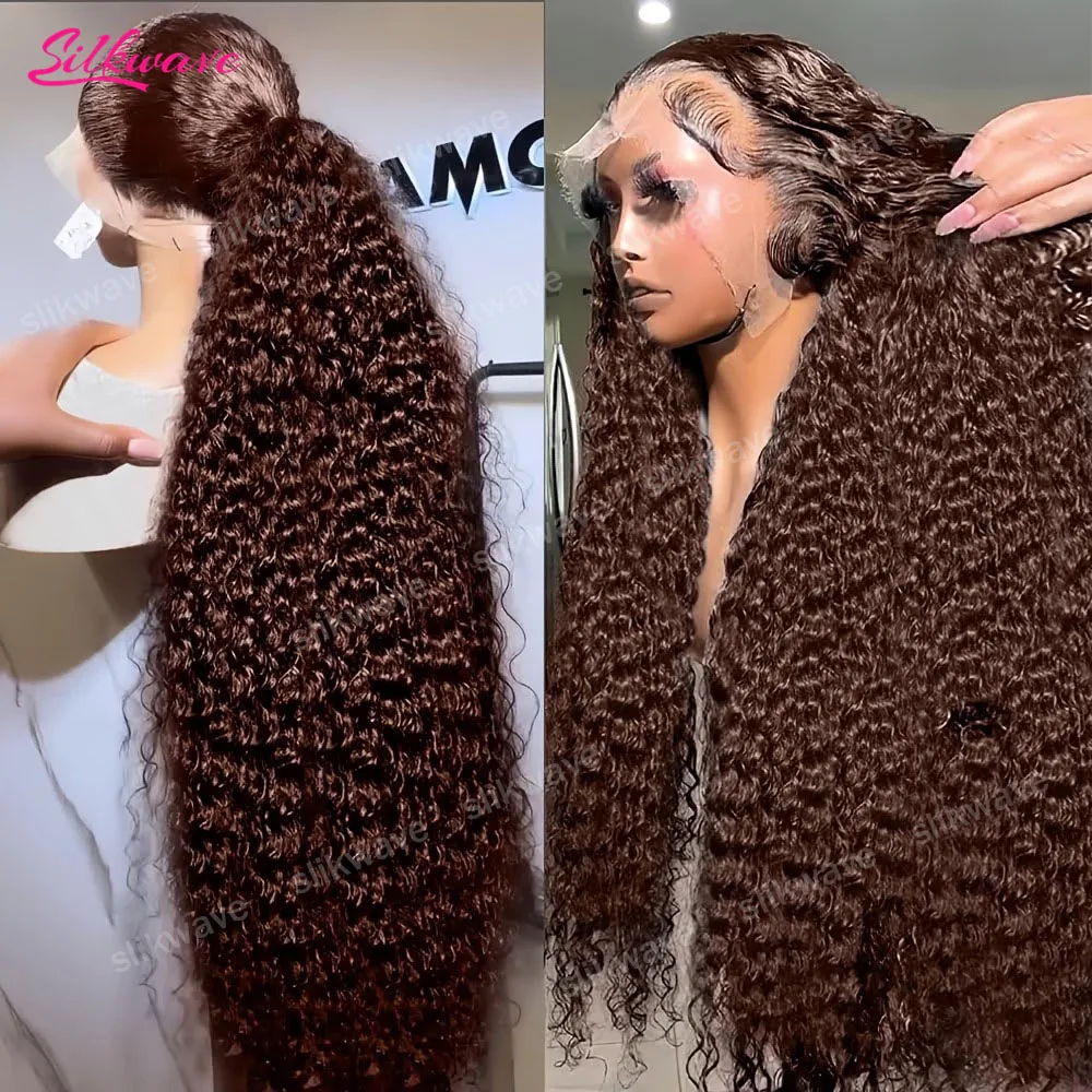 

200 Density Chocolate Brown Curly Human Hair Wig 13x6 Hd Transparent Lace Frontal Wig Brazilian Deep wave Colored Human Hair Wig
