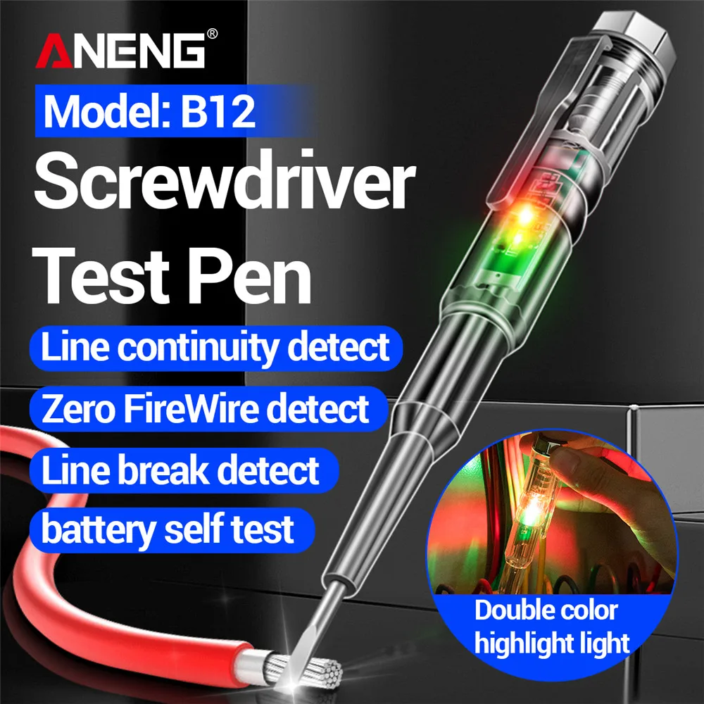 B12/B14 24-250V Digital Tester electric Induced Electric Screwdriver Probe With Indicator Light sound and light alarm Test Pen