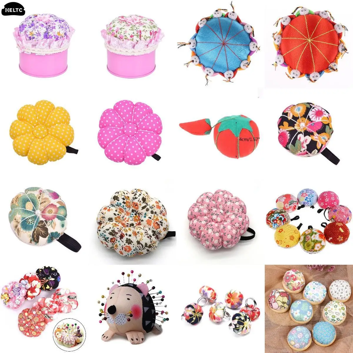 Round Pumpkin Ball Shaped DIY Craft Needle Pin Cushion Holder Sewing Kit Pincushion Wrist Strap Pin Cushion Home Sewing Supplies