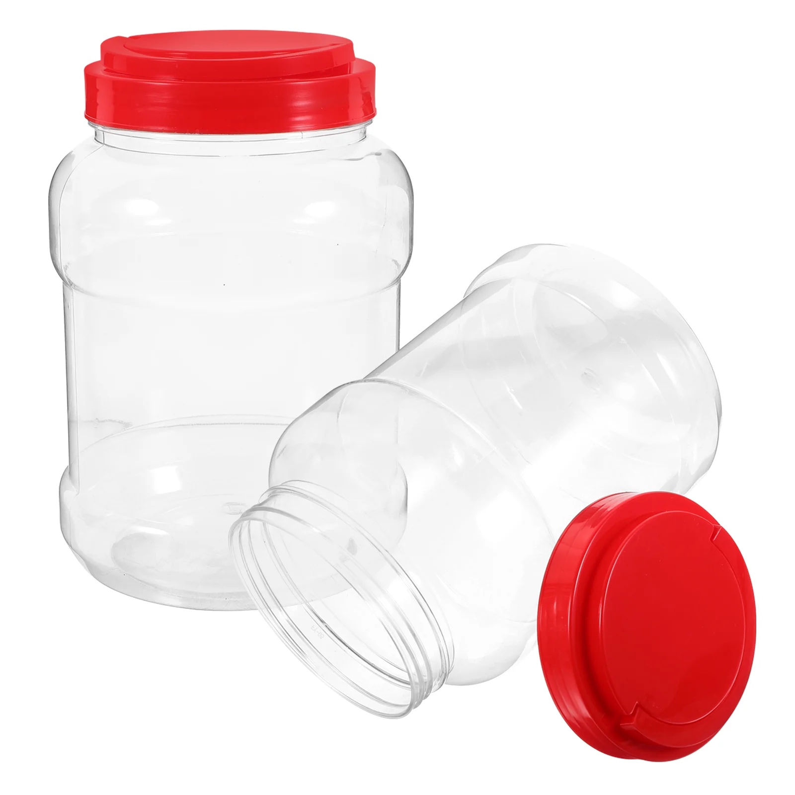 2 Pcs Clear Candy Jar Transparent Storage Tank Kitchen Plastic Jars Tea Food Container Red