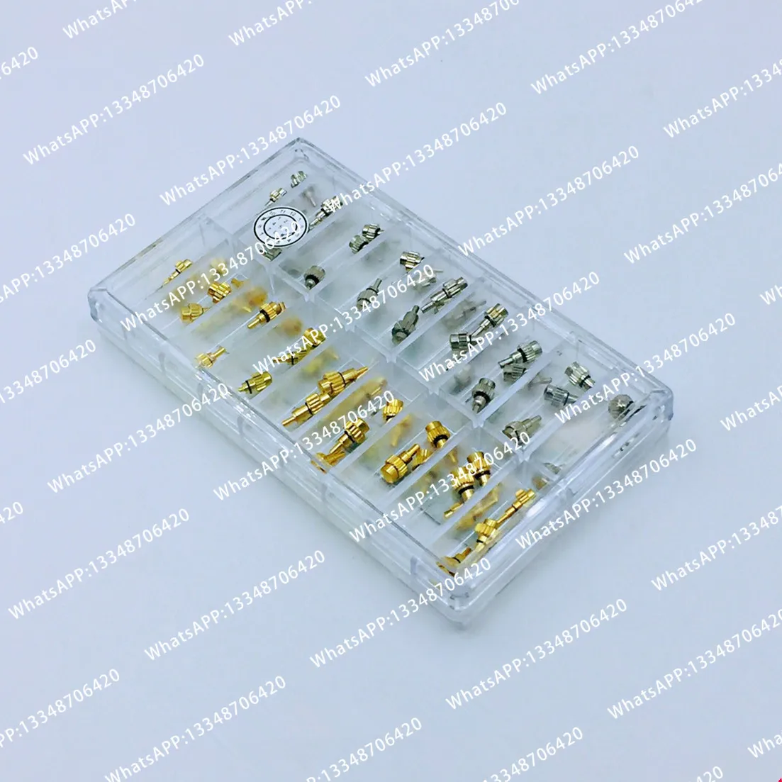 54Pcs/Box Replace Stainless Steel Watch Pusher Button Crown Chronograph Button Drive In Watch Pusher Flat Head Push Type Crown